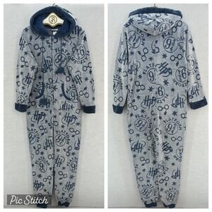 Harry Potter One Piece Pajamas Medium Fleece Hooded Platform 9¾ Wizarding World